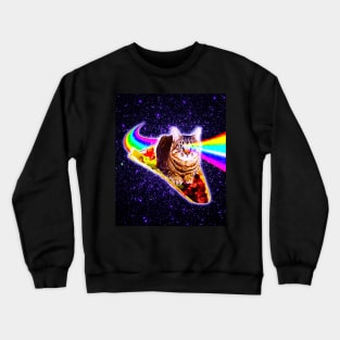 Rainbow Laser Eyes Galaxy Cat Riding Taco Crewneck Sweatshirt